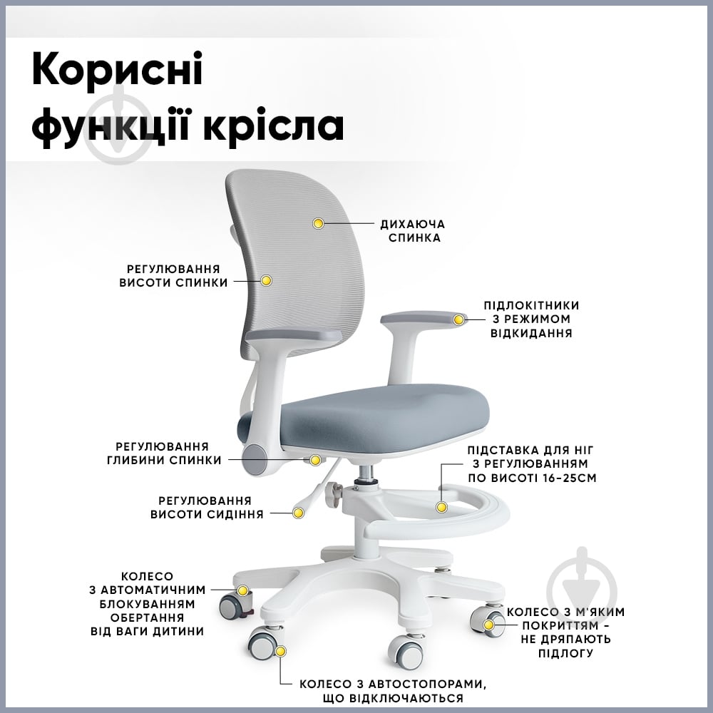 Крісло дитяче Mealux Atlas Air Dark Blue сірий/синій - фото 3