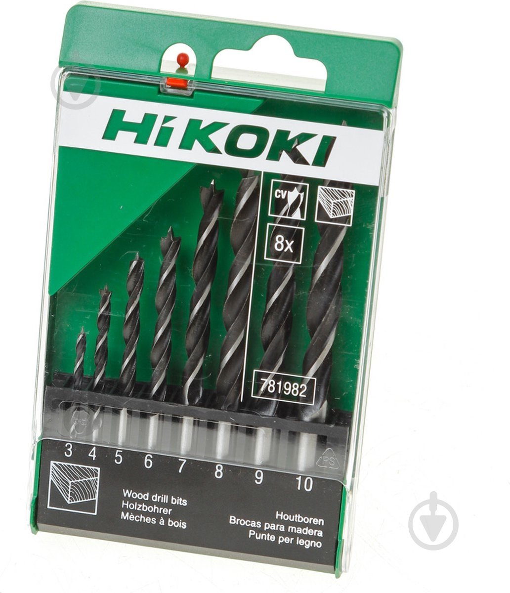 Набір свердел по дереву HIKOKI 3-10 мм у касеті гвинтові 8 шт. 781982 - фото 1 Набір свердел по дереву HIKOKI 3-10 мм у касеті гвинтові 8 шт. 781982 - фото 1