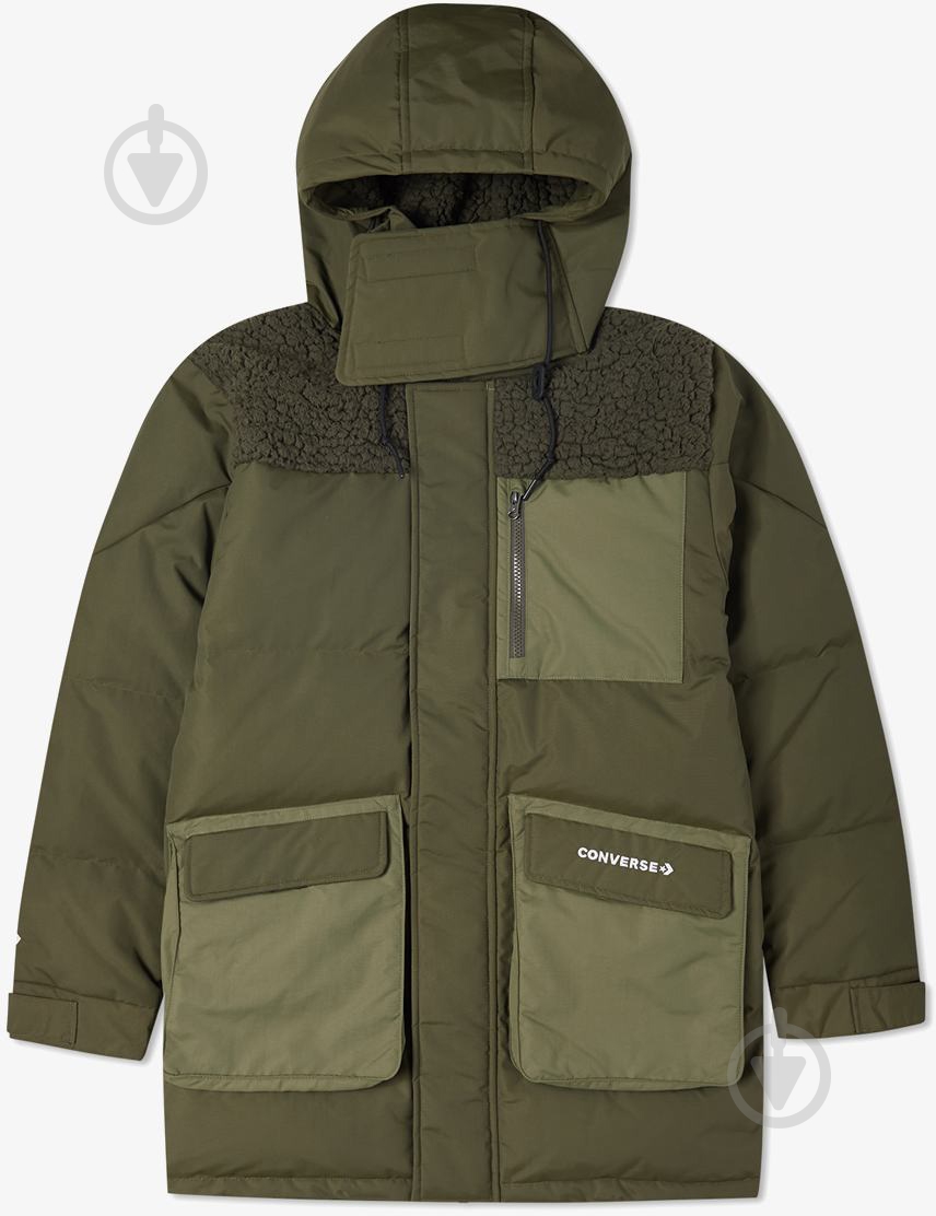 Пуховик мужская зимняя Converse Premium Mid Down Jacket 10021971-360 р.M оливковый - фото 1