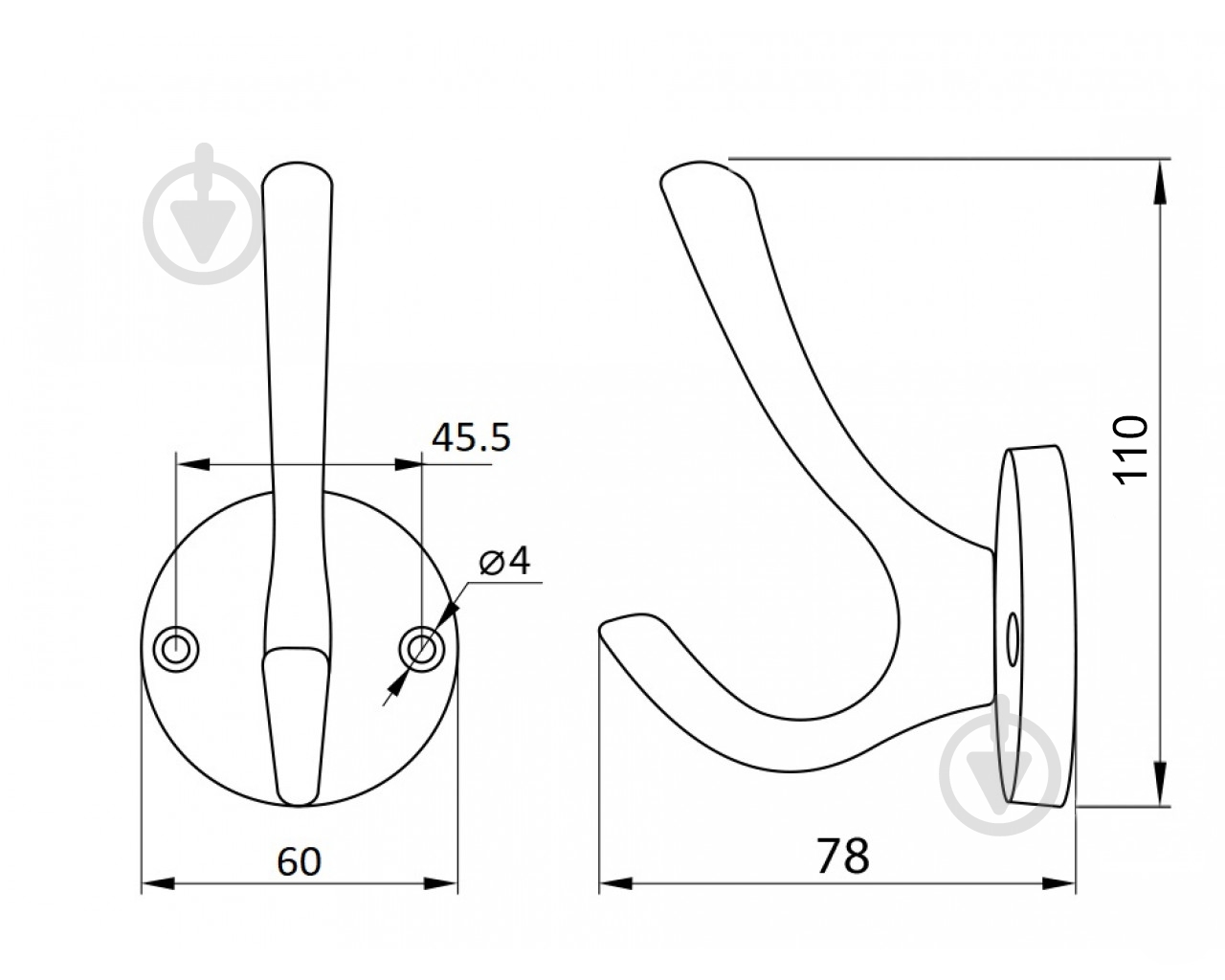 Крючок DC KR 43 ORB бронза браш - фото 4 Крючок DC KR 43 ORB бронза браш - фото 4