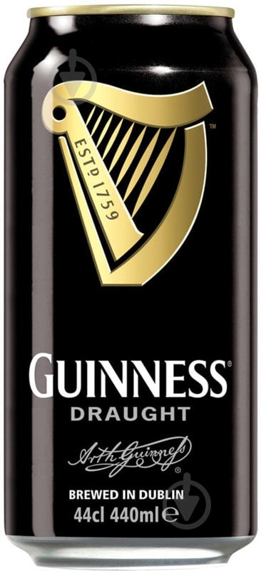 Пиво Guinness Draught темное фильтрованное ж/б 4,1% 0,44 л - фото 1