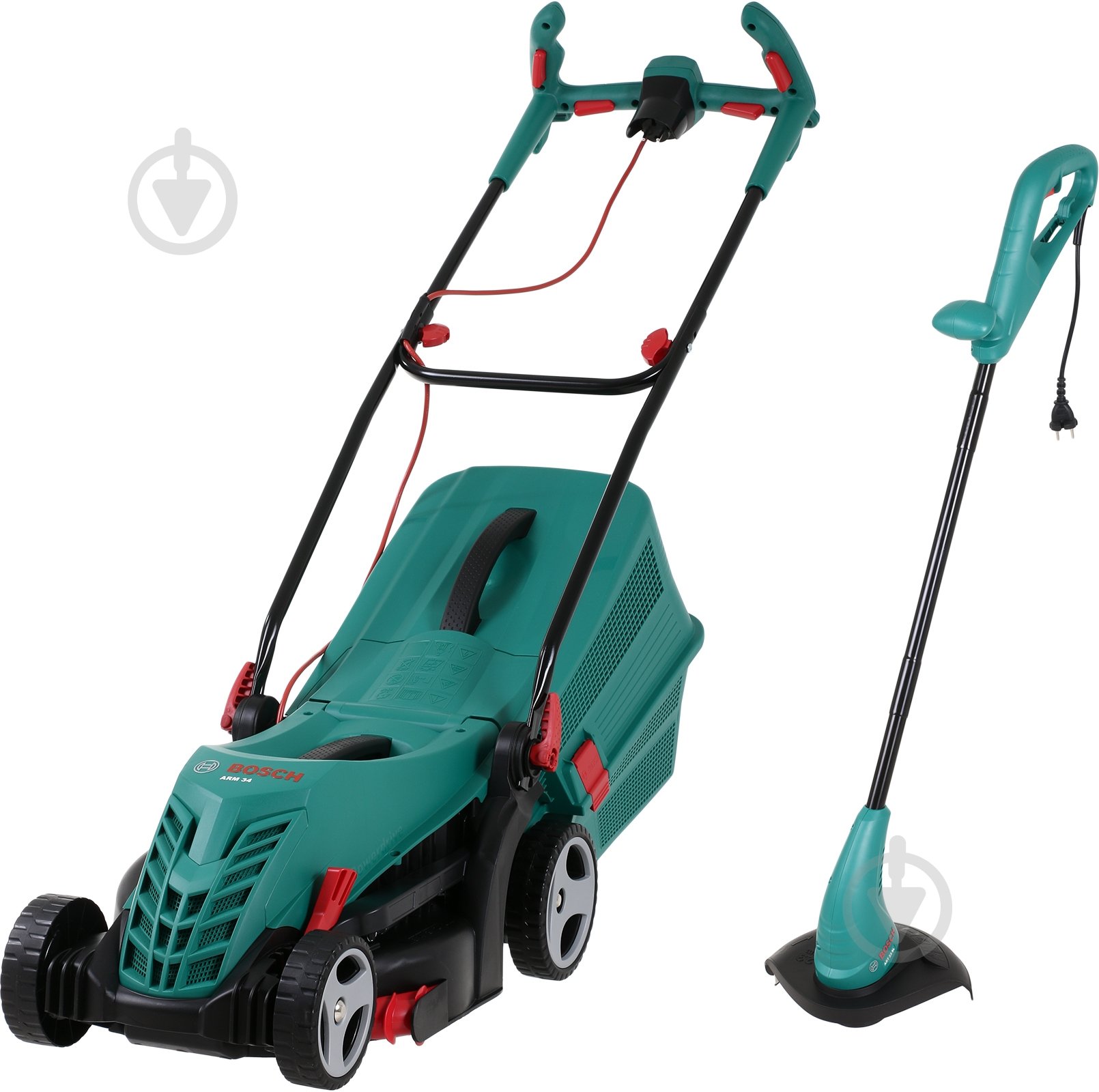 Газонокосилка электрическая Bosch ARM 34 (06008A6108) + триммер Bosch ART 23 SL - фото 1