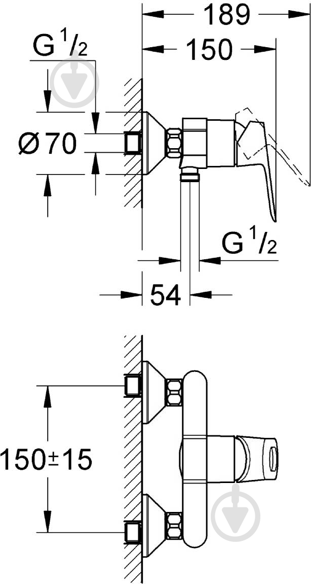 Смеситель для душа Grohe BauLoop (23340000) - фото 2 Смеситель для душа Grohe BauLoop (23340000) - фото 2