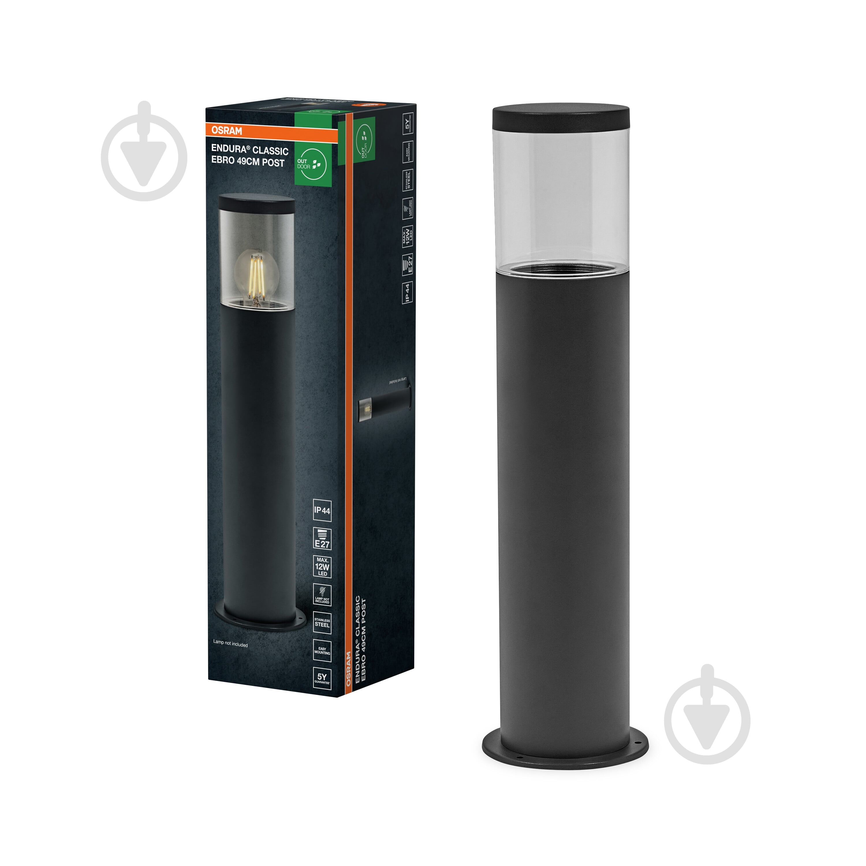 Столбик Osram Endura Classic Ebro 49 см E27 IP44 темно-серый - фото 1