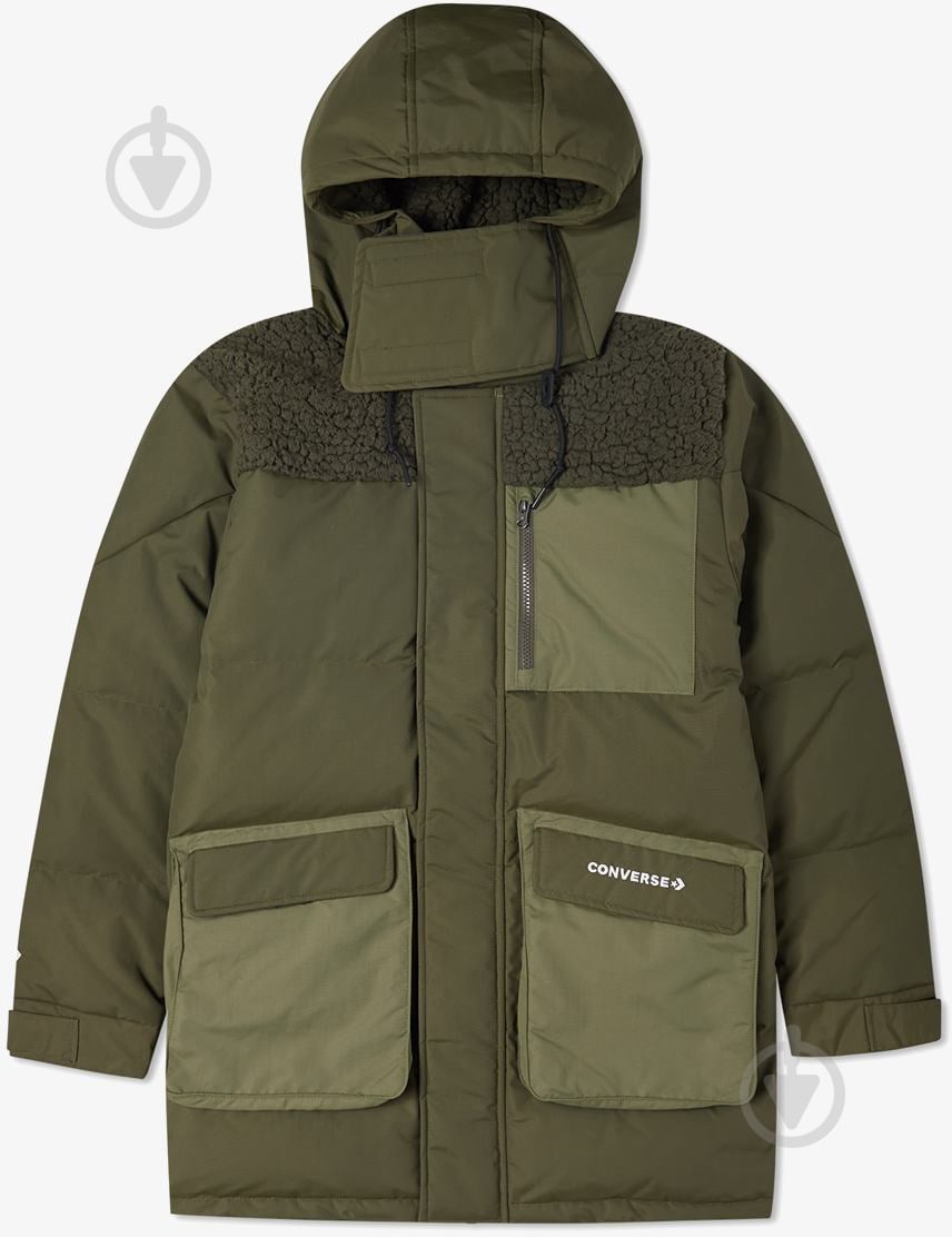 Пуховик мужская зимняя Converse Premium Mid Down Jacket 10021971-360 р.2XL оливковый - фото 1