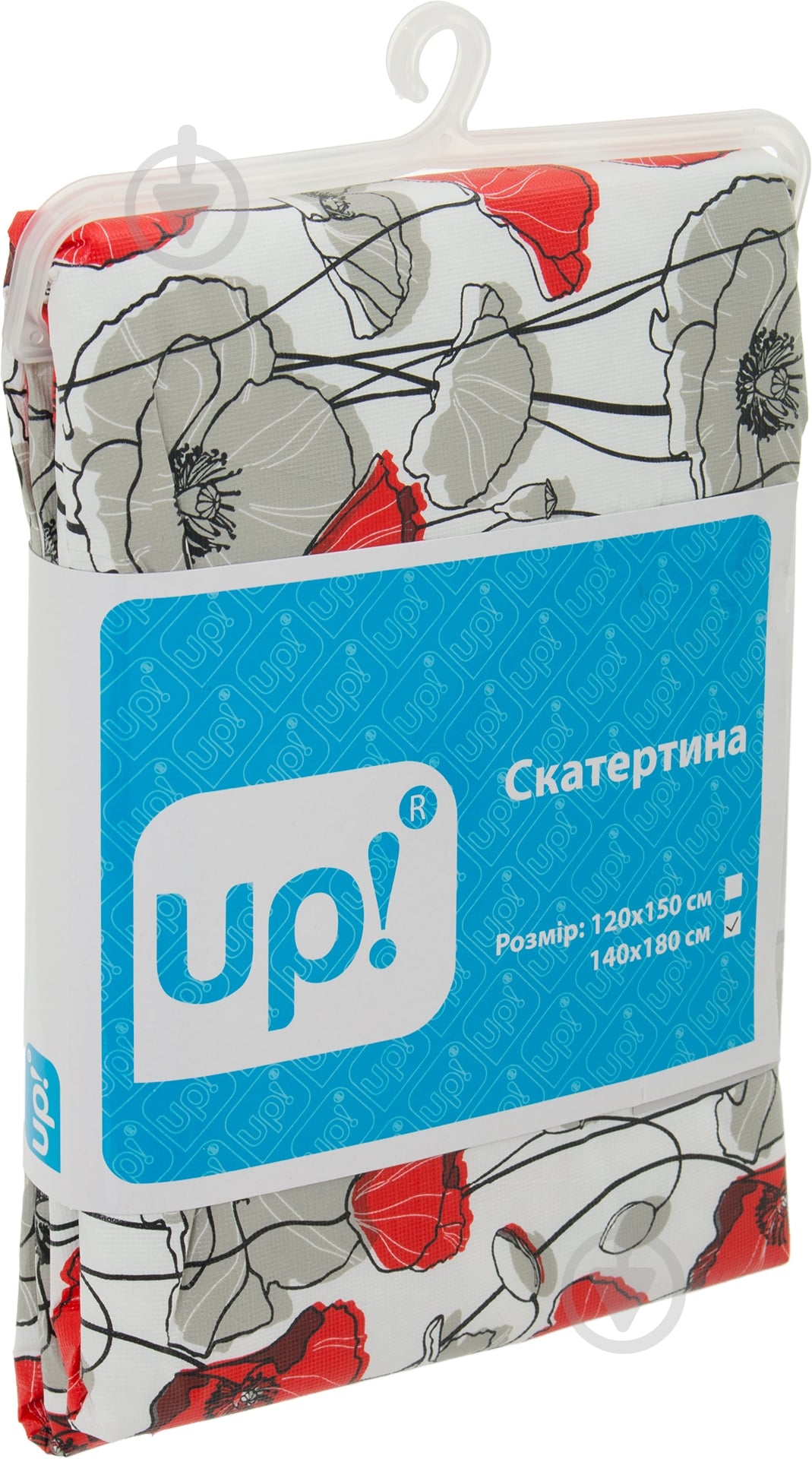 Скатерть Маки 140x180 см серый с красным UP! (Underprice) - фото 3