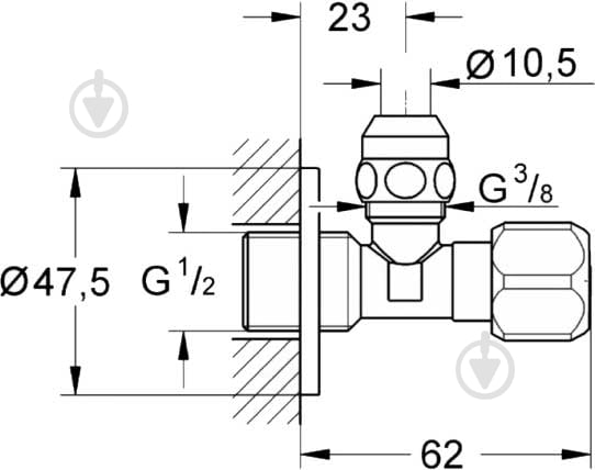 Угловой вентиль Grohe 1/2"х3/8" (2201700M) - фото 2 Угловой вентиль Grohe 1/2"х3/8" (2201700M) - фото 2