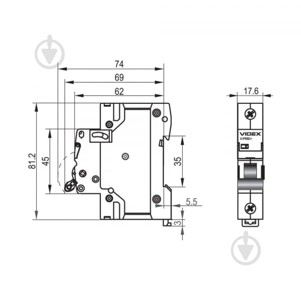 Автоматический выключатель Videx VF-RS4-AV1C63 26512 - фото 4