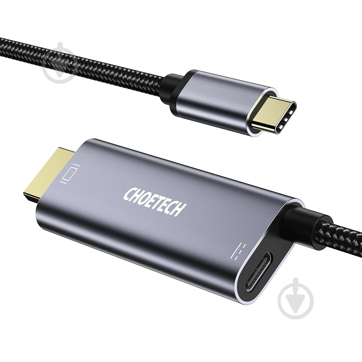 Кабель Choetech Type-C на HDMI з адаптером PD 60W 1,8 м сірий (CAB-CHOE-XCH-M180) - фото 1