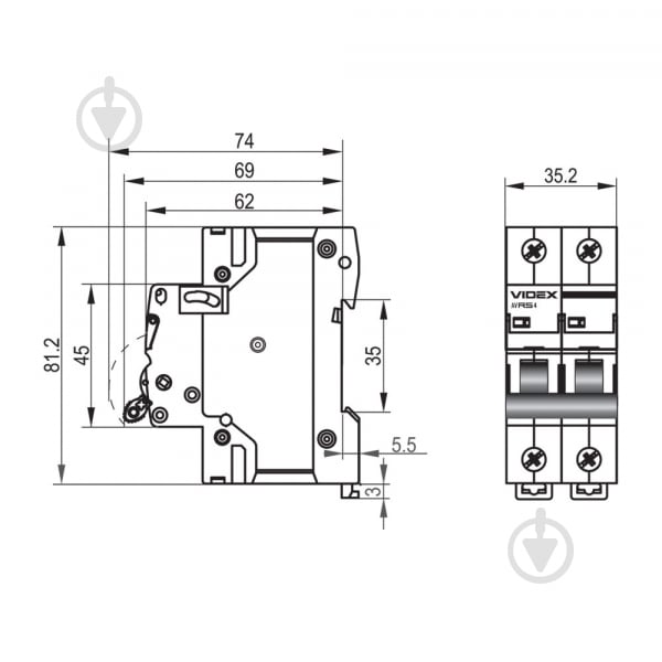 Автоматический выключатель Videx VF-RS4-AV2C06 26513 - фото 4