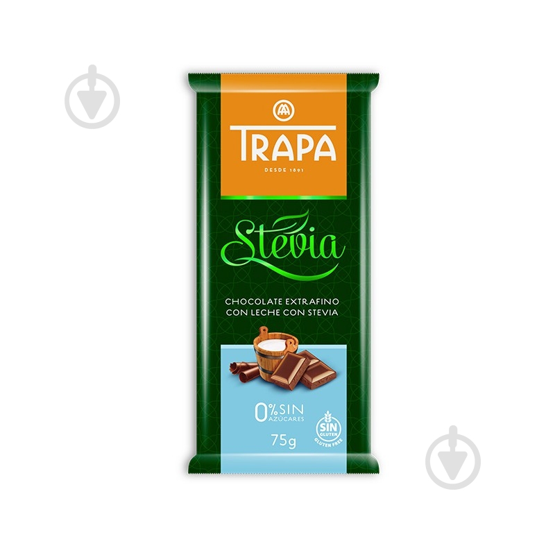 Молочный шоколад Trapa Stevia молочная - фото 1 Молочный шоколад Trapa Stevia молочная - фото 1