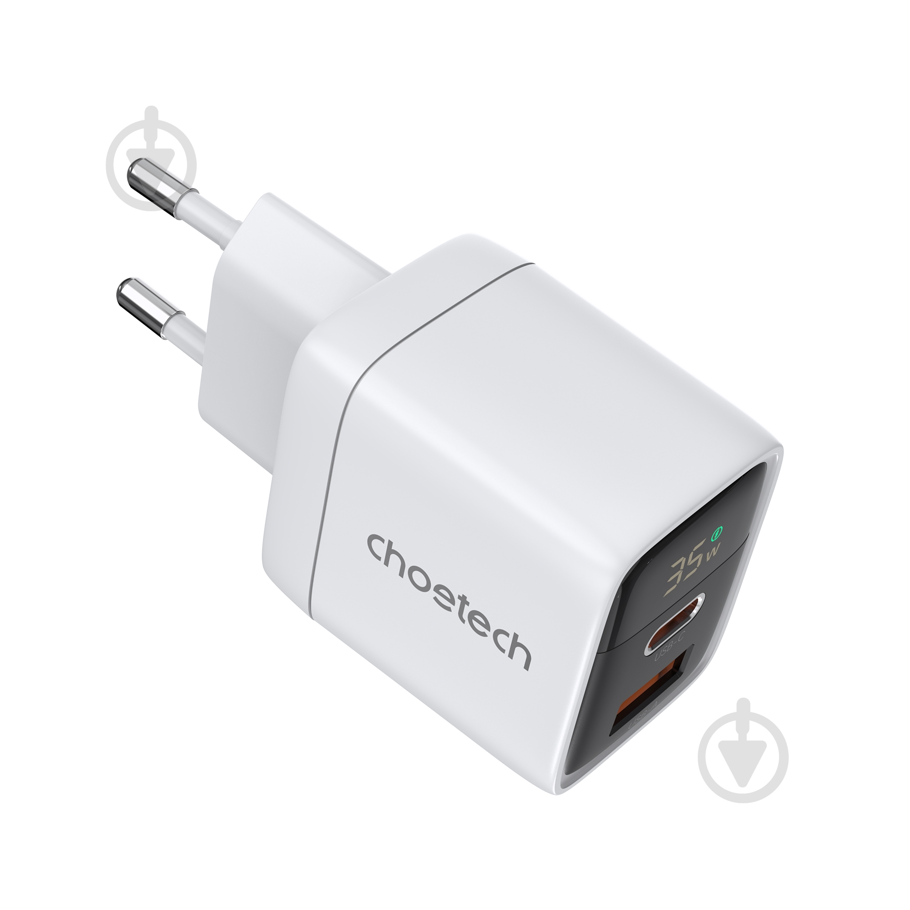 Мережевий зарядний пристрій Choetech PD35W USB 1A+1C з дисплеєм (PD6052-EU-WH) - фото 2