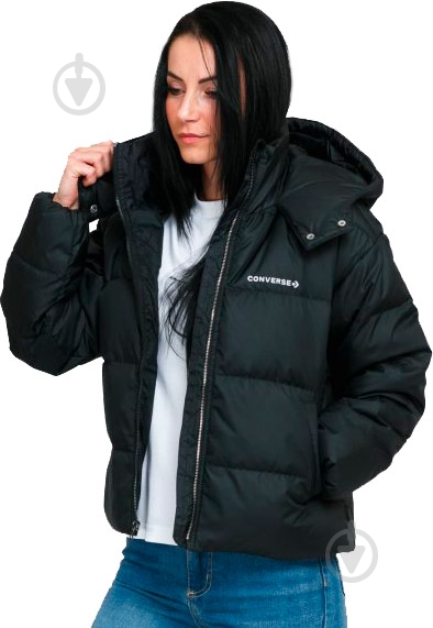 Куртка жіноча зимова Converse Short Down Jacket Entry Level 10021998-001 р.XL чорна - фото 1