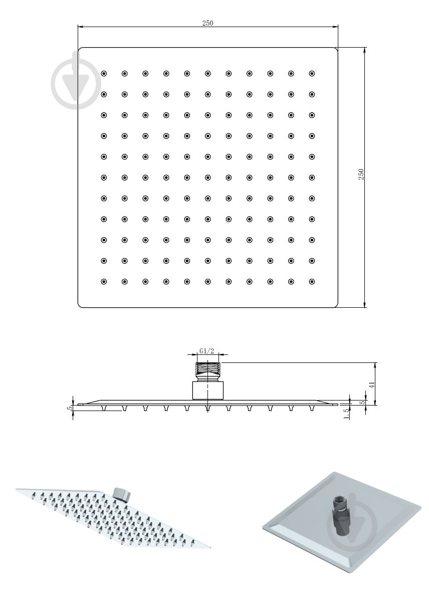 Лейка для душа Mixxen АТЛАНТИК КУБ MXBZ0467-200 - фото 2