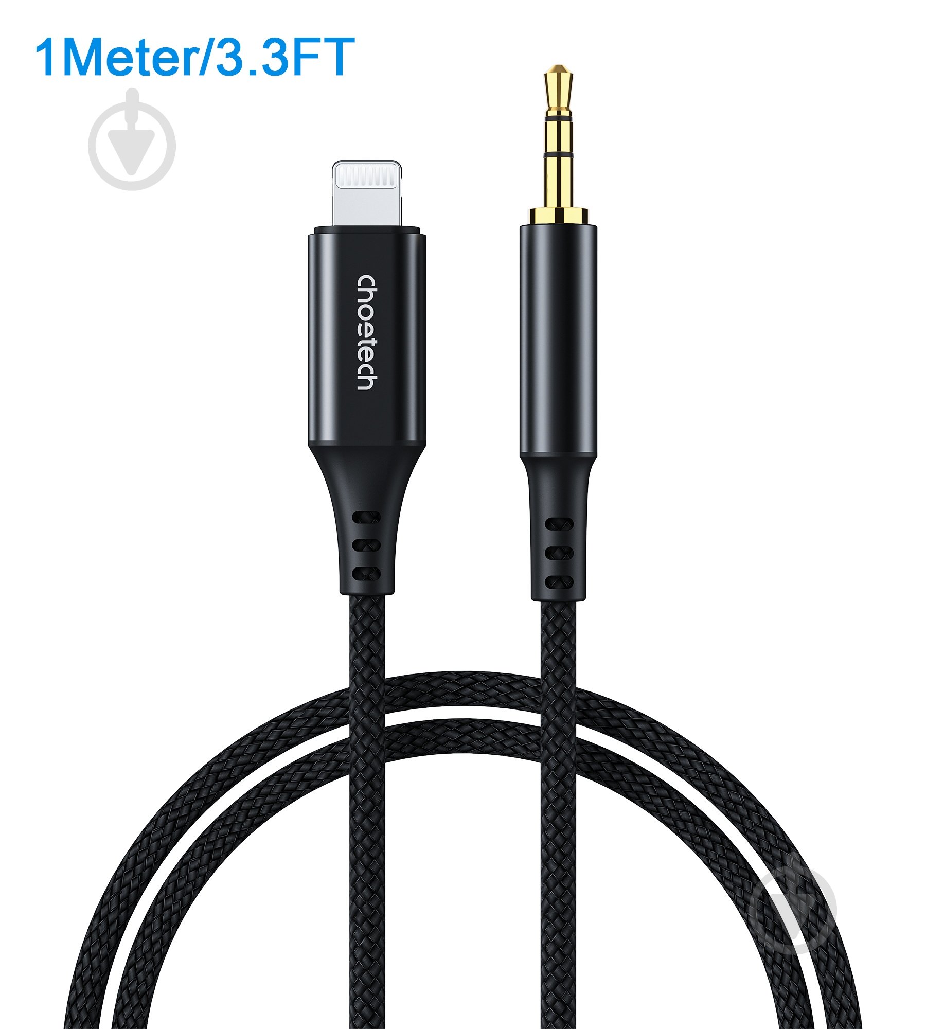 Кабель Choetech Lightning (non-MFi) - AUX 3,5 мм male (AUX007) 1 м чорний (CAB-CHOE-LIGHT-AUX-1) - фото 2