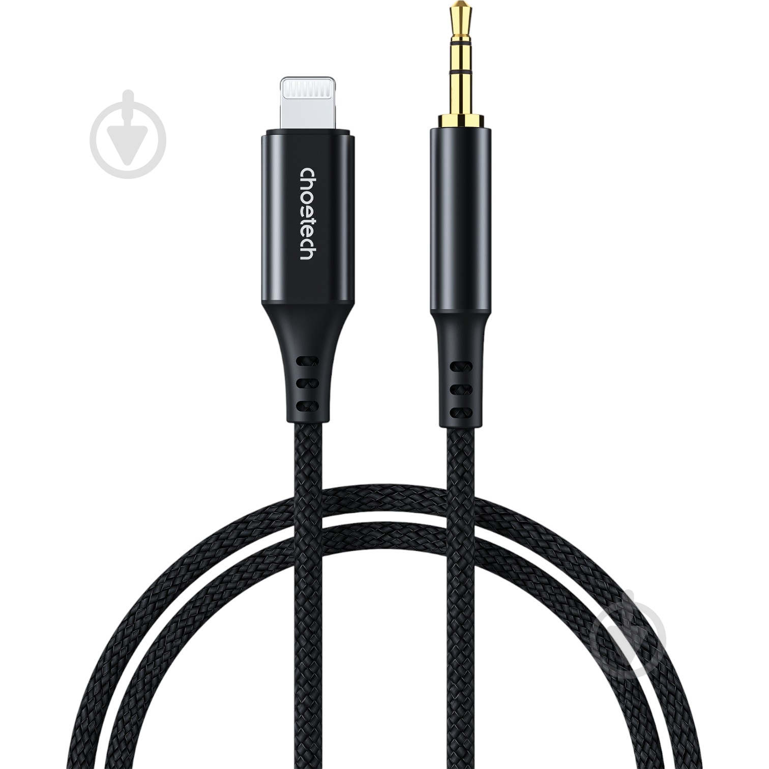 Кабель Choetech Lightning (non-MFi) - AUX 3,5 мм male (AUX007) 1 м чорний (CAB-CHOE-LIGHT-AUX-1) - фото 1