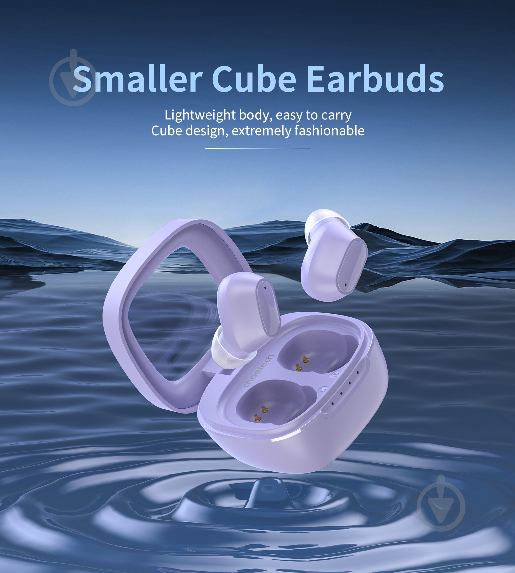 Навушники бездротові Choetech TWS Small Cube (HEAD-CHOE-BH-T23-PU) - фото 4