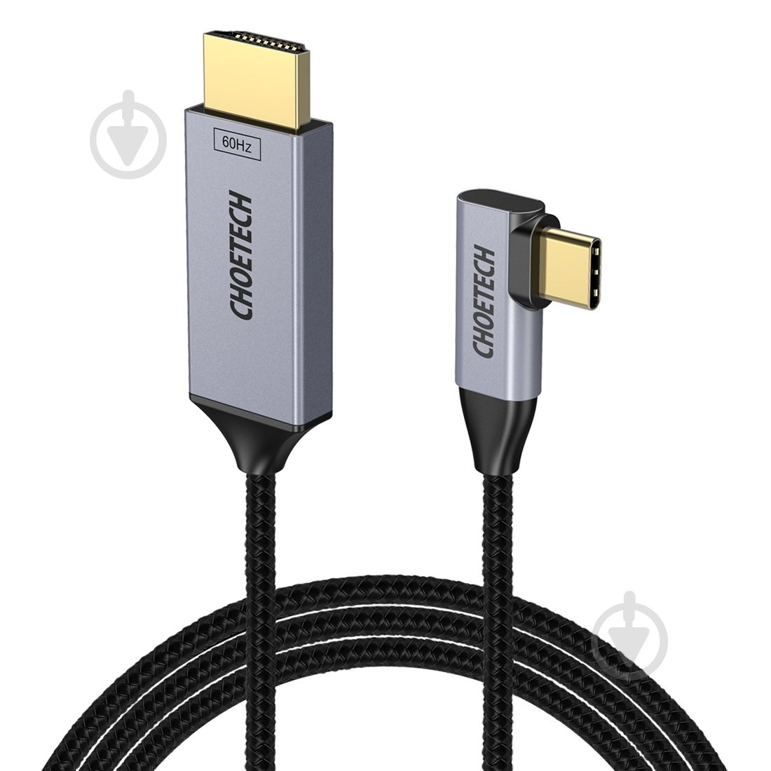 Кабель Choetech Type-C - HDMI L-форма (XCH-1803) 1,8 м чорний (CAB-CHOE-TYPC-HDMI-L) - фото 1