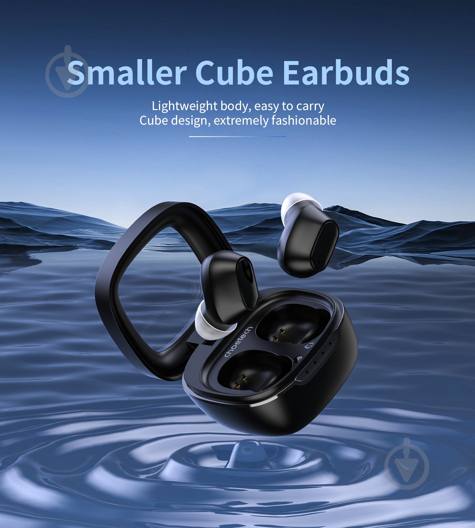 Навушники бездротові Choetech TWS Small Cube (HEAD-CHOE-BH-T23-BK) - фото 3