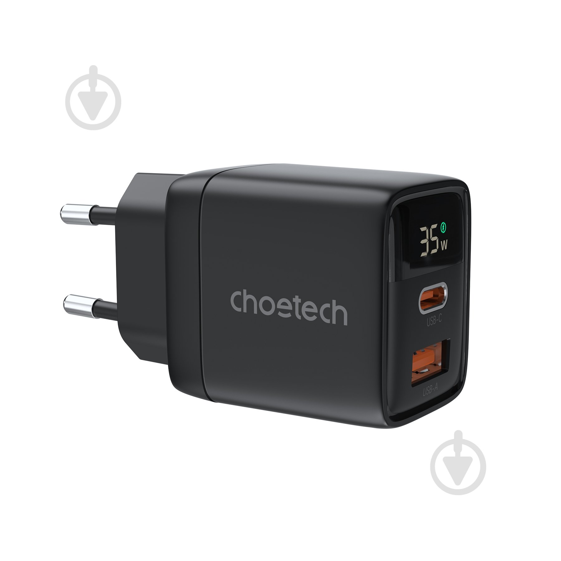 Мережевий зарядний пристрій Choetech PD35W USB 1A+1C з дисплеєм (PD6052-EU-BK) - фото 1