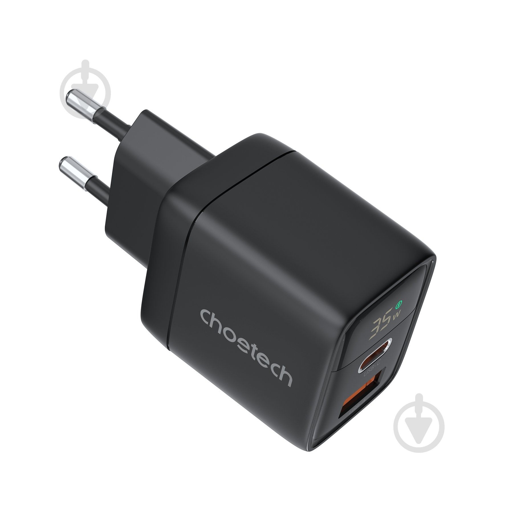 Мережевий зарядний пристрій Choetech PD35W USB 1A+1C з дисплеєм (PD6052-EU-BK) - фото 2