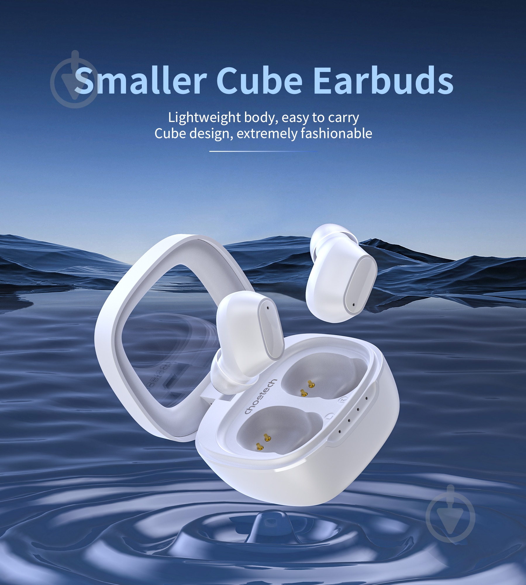 Навушники бездротові Choetech TWS Small Cube білі (HEAD-CHOE-BH-T23-WH) - фото 5