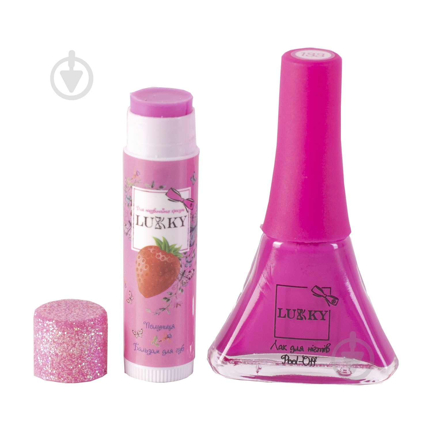 Набор косметики Lukky Клубничный бальзам для губ + лак фуксия T11188 - фото 1