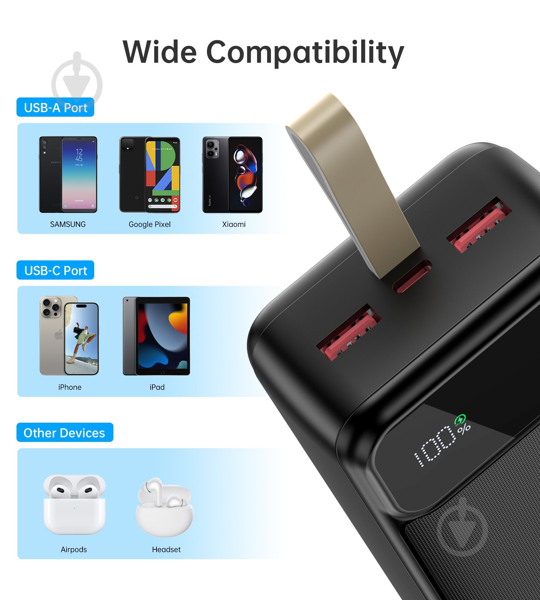 Повербанк Choetech B730 30000 mAh (POW-CHOE-B730) 22,5W Fast charging з LED-дисплеєм - фото 9