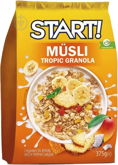 Мюслі START з медом тропічні м/у 375 г - фото 1 Мюслі START з медом тропічні м/у 375 г - фото 1