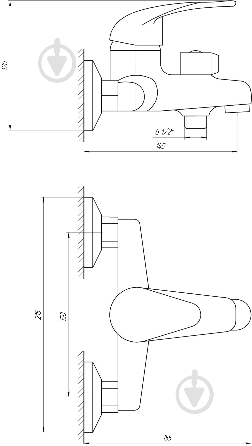 Смеситель для ванны EcoMix E-GEZ-102N - фото 5 Смеситель для ванны EcoMix E-GEZ-102N - фото 5