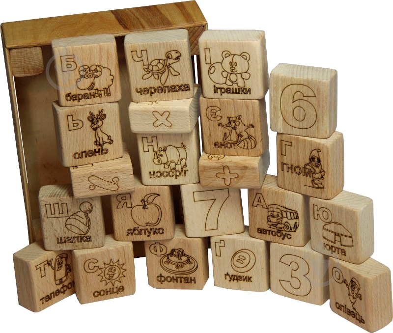 Конструктор дерев'яний ArinWOOD кубики Абетка - фото 2