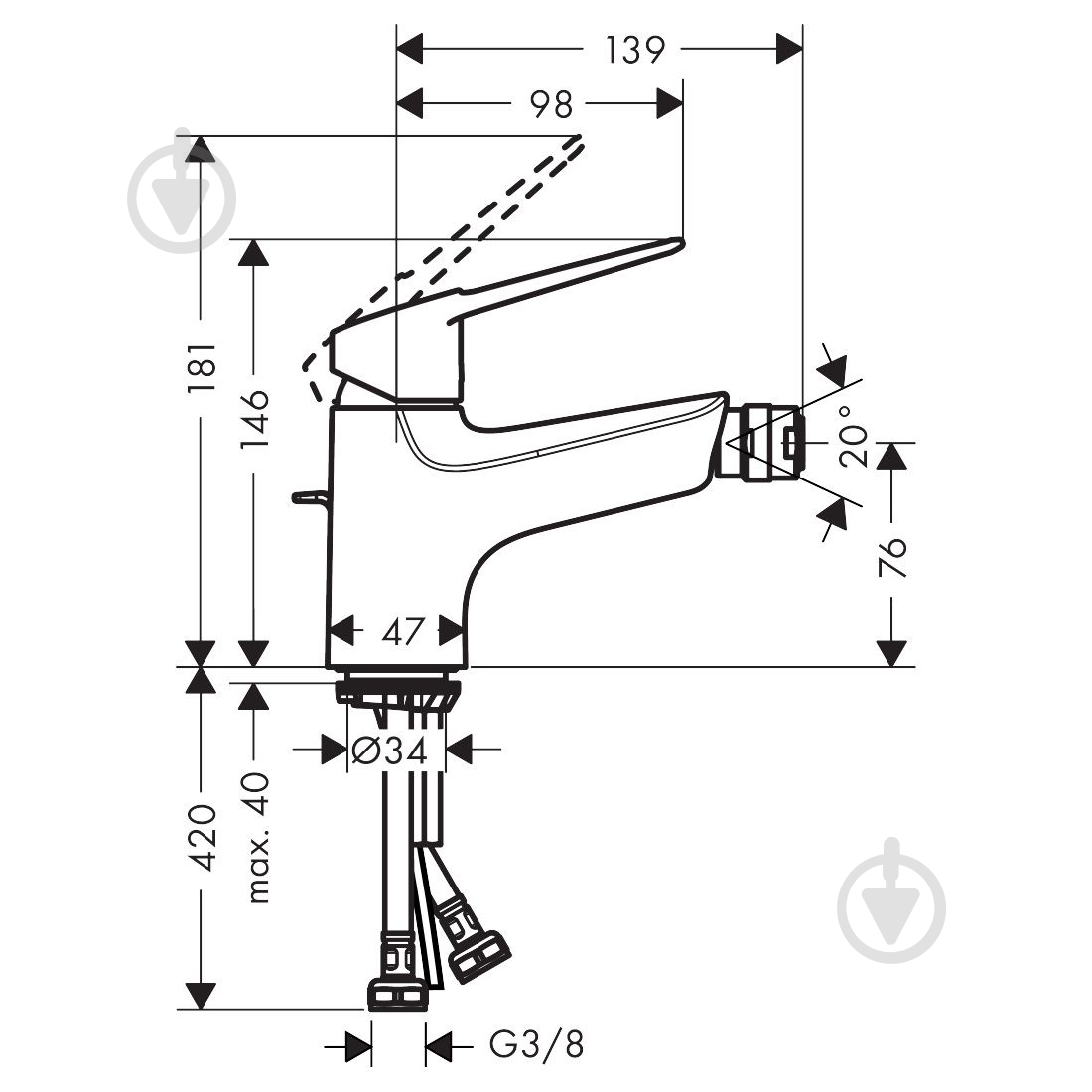 Змішувач для біде Hansgrohe Novus Loop 70 71233000 - фото 2