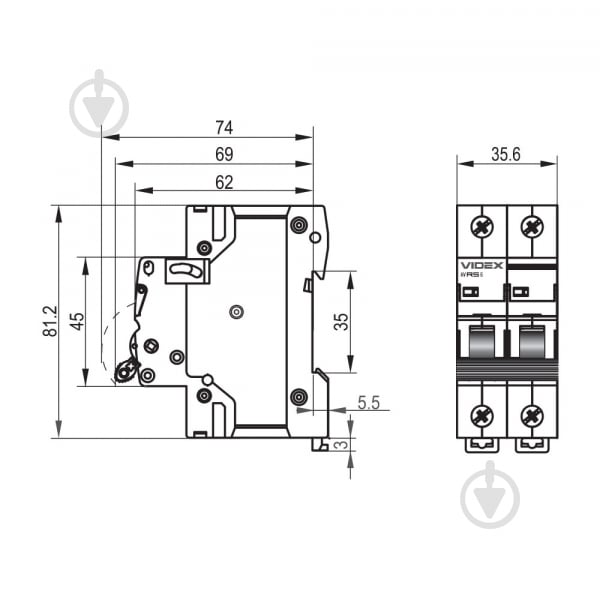 Автоматический выключатель Videx VF-RS6-AV2C63 26577 - фото 4