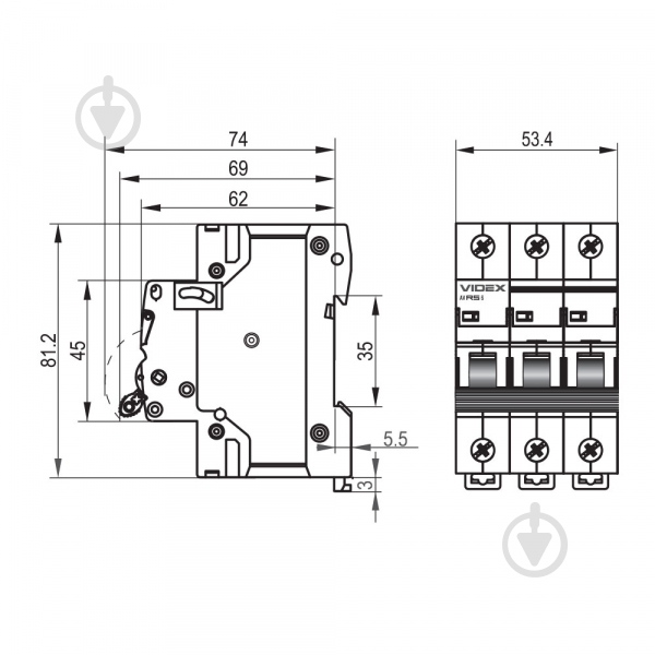 Автоматический выключатель Videx VF-RS6-AV3C40 26587 - фото 4