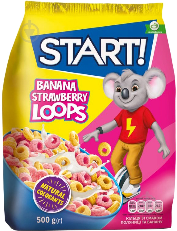 Завтраки готовые START Клубничные и банановые кольца 500 г 500 г - фото 1