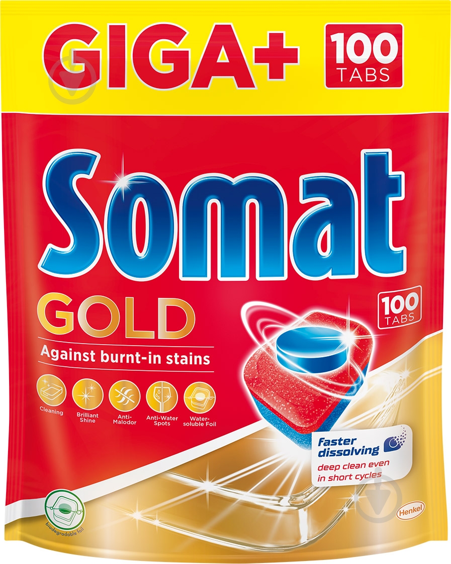 Таблетки для посудомийних машин Somat Gold Giga+ 100 шт. - фото 1