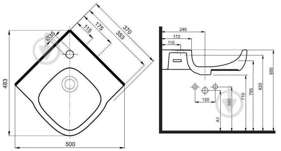 Умывальник Kolo Style 37 см L21750000 - фото 4 Умывальник Kolo Style 37 см L21750000 - фото 4