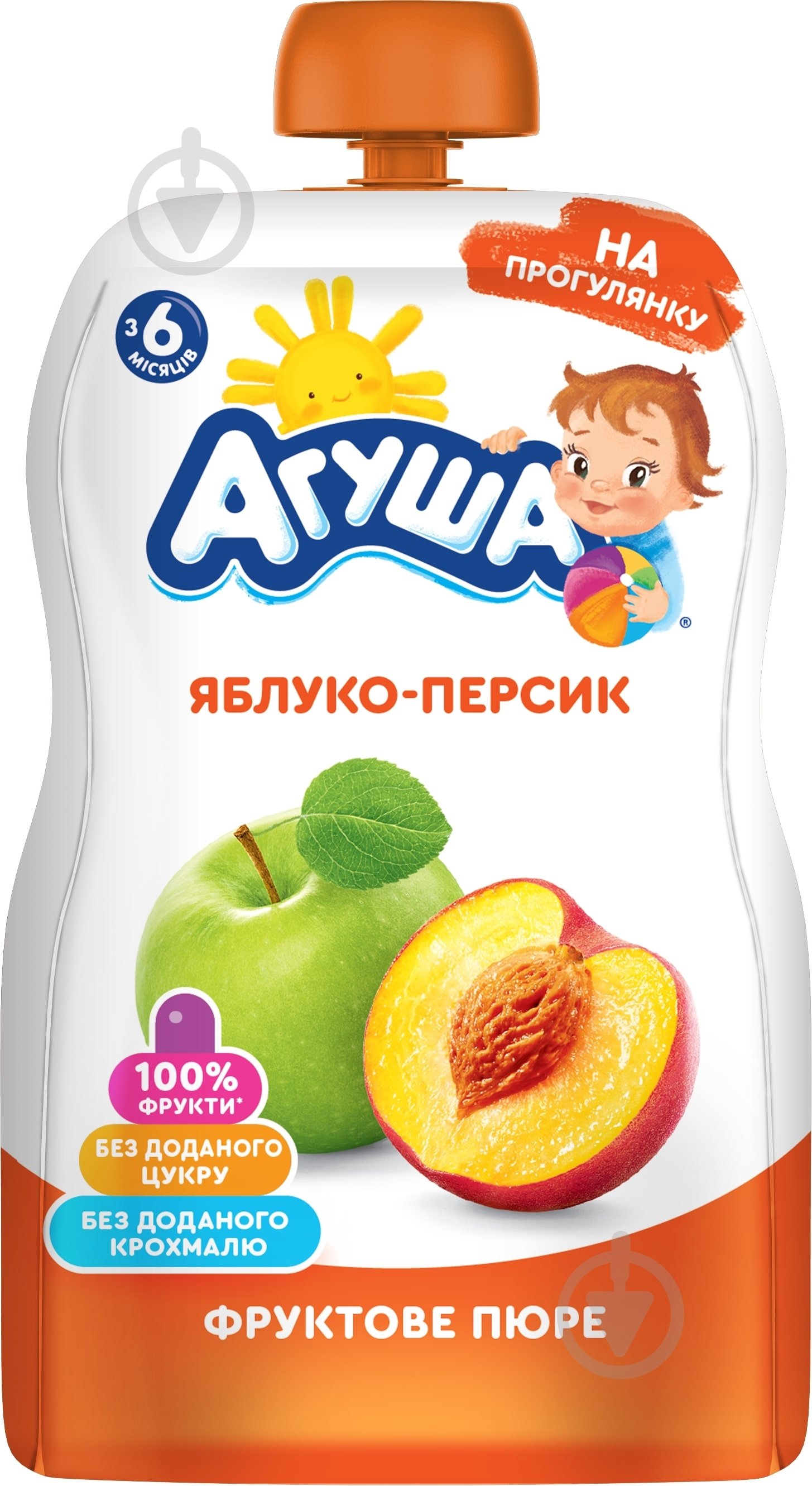 Пюре Агуша Яблоко-Персик 90 г - фото 1