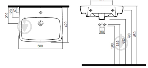 Умывальник Kolo Nova Pro 50 cм (M31151000) - фото 2 Умывальник Kolo Nova Pro 50 cм (M31151000) - фото 2