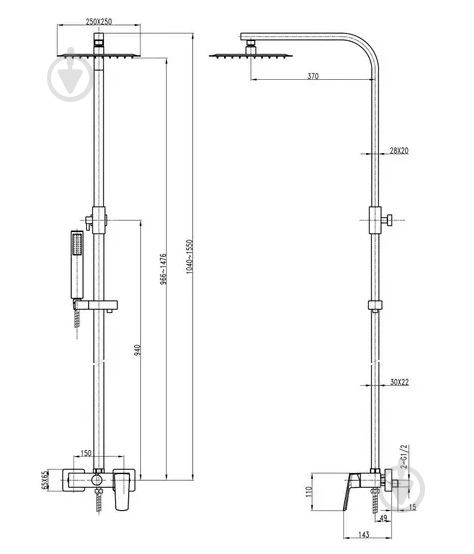 Душевая система TOPAZ LEXI TL 21702-H57-BL - фото 5