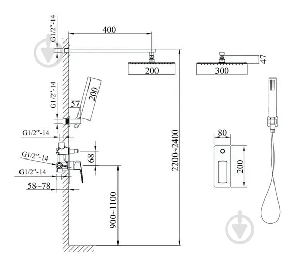 Душова система прихованого монтажу TOPAZ LEXI TLG 21205-H57-W - фото 10 Душова система прихованого монтажу TOPAZ LEXI TLG 21205-H57-W - фото 10