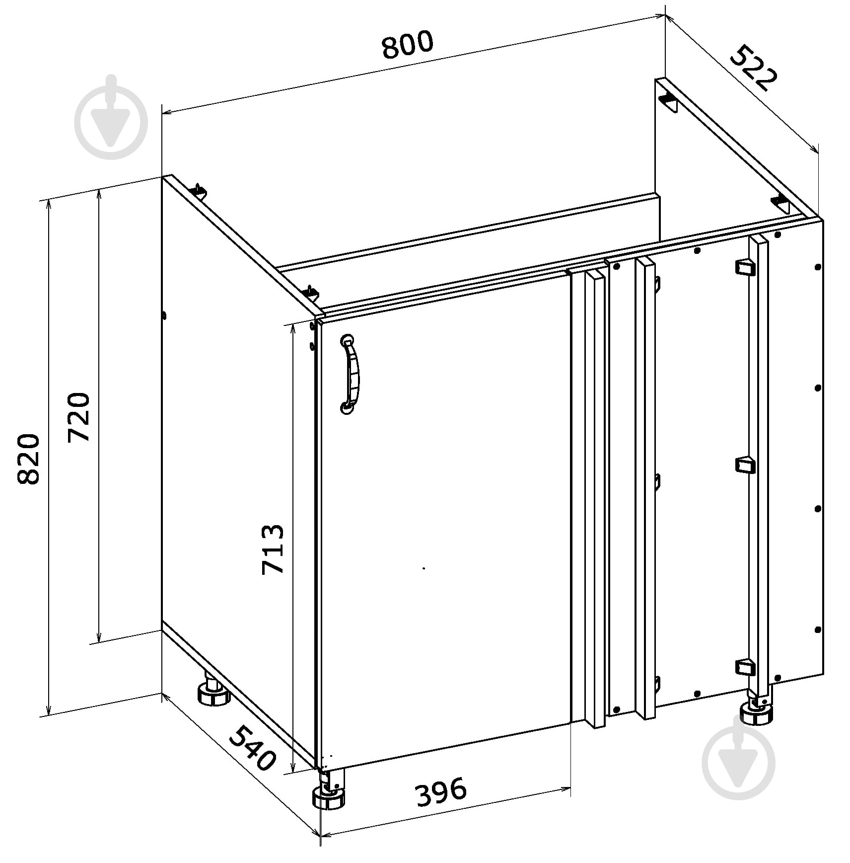 ᐉ Тумба нижня кутова МС Мері Нщ 80х82х52,2 см дуб платиновий