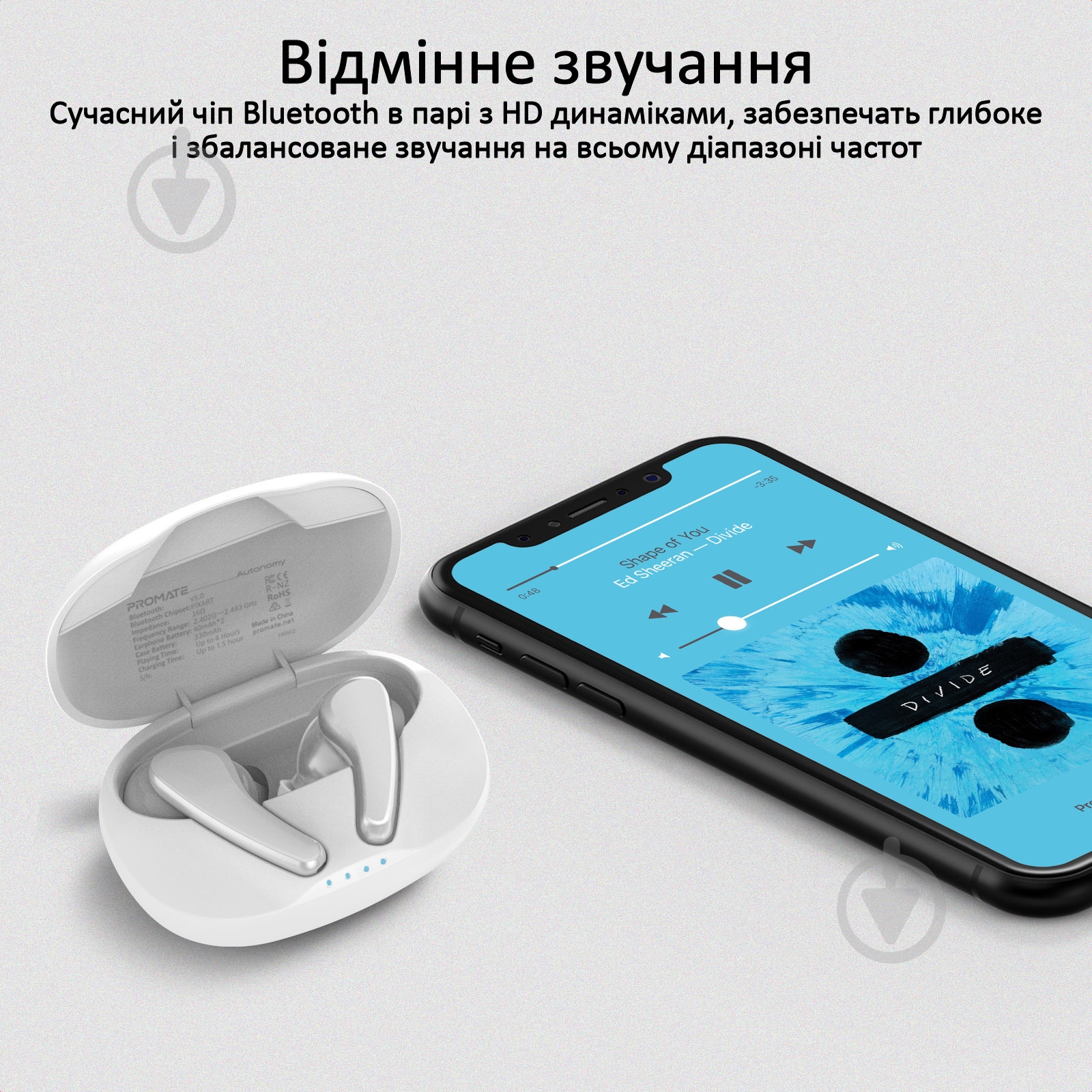 Наушники Promate Autonomy Bluetooth 5 white (autonomy.white) - фото 3
