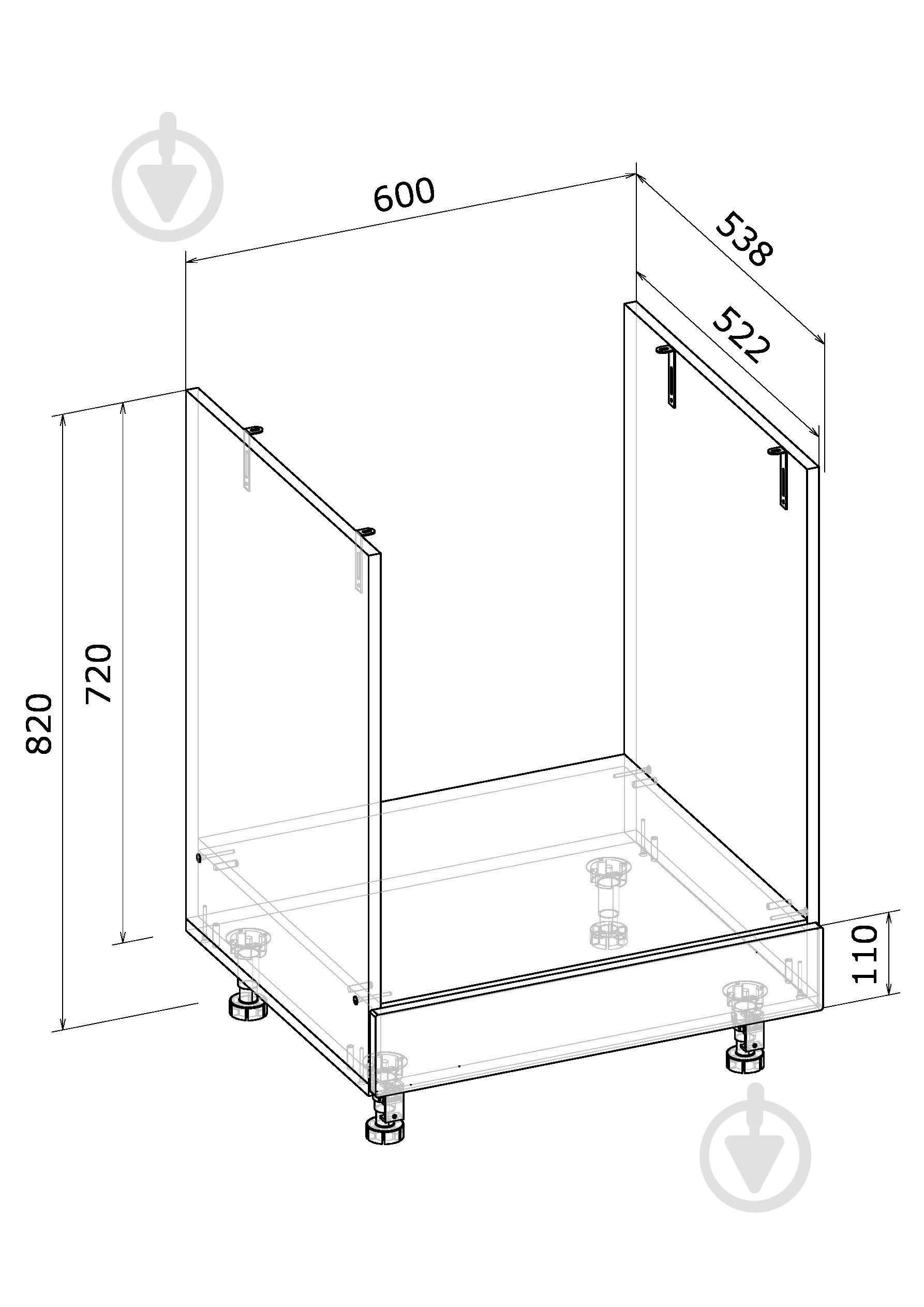 Тумба нижняя под духовку МС Мэри НД 60х82х53,8 см дуб платиновый/белый Грейд - фото 4 Тумба нижняя под духовку МС Мэри НД 60х82х53,8 см дуб платиновый/белый Грейд - фото 4