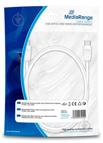 Кабель MediaRange антенний коаксальный Coax - Coax 1,5 м white (MRCS162) - фото 1