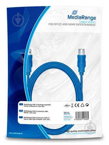 Кабель MediaRange USB 3.0 Extension 3 м Blue (MRCS145) - фото 1