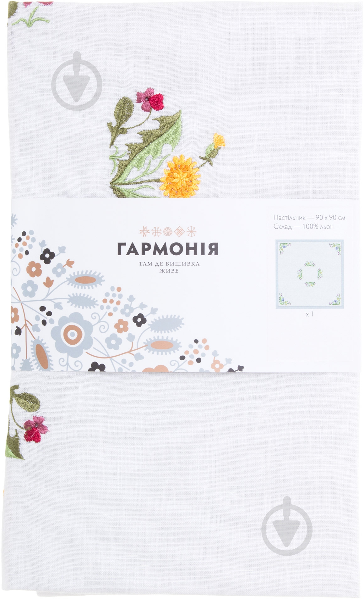 Дорожка (раннер) Полевые цветы 65x65 см белый Гармонiя - фото 3