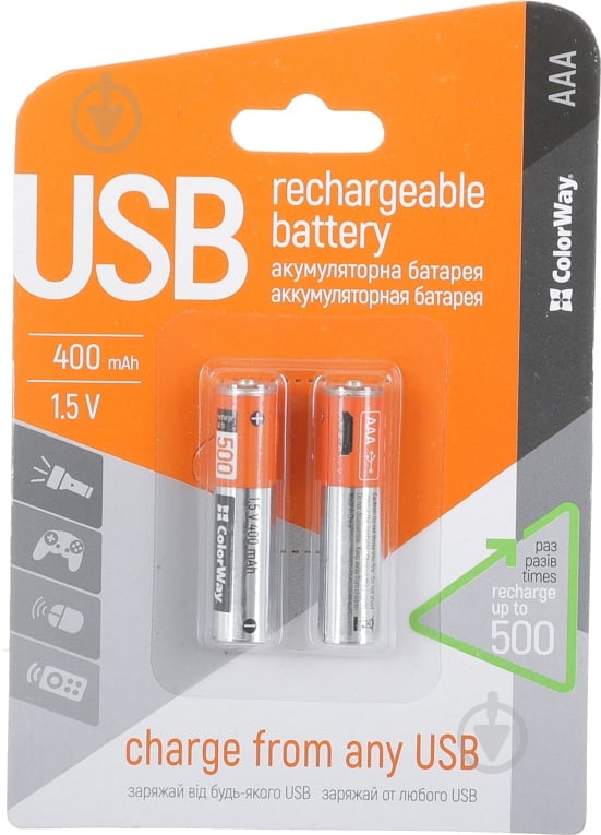 Батарея аккумуляторная ColorWay UBAAA-01 AAA (мизинчиковые) 2 шт. (CW-UBAAA-01) - фото 1