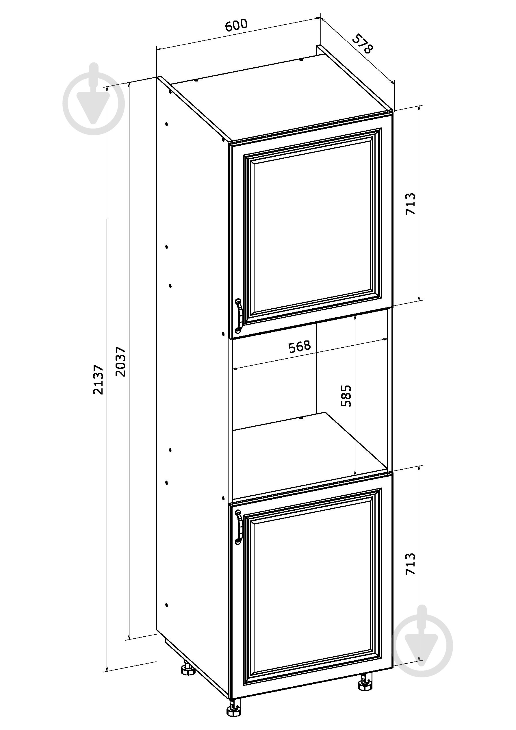 Шкаф под духовку МС Глория ШДР 60х213,7х57,8 см белый/дуб артизан Грейд - фото 3 Шкаф под духовку МС Глория ШДР 60х213,7х57,8 см белый/дуб артизан Грейд - фото 3