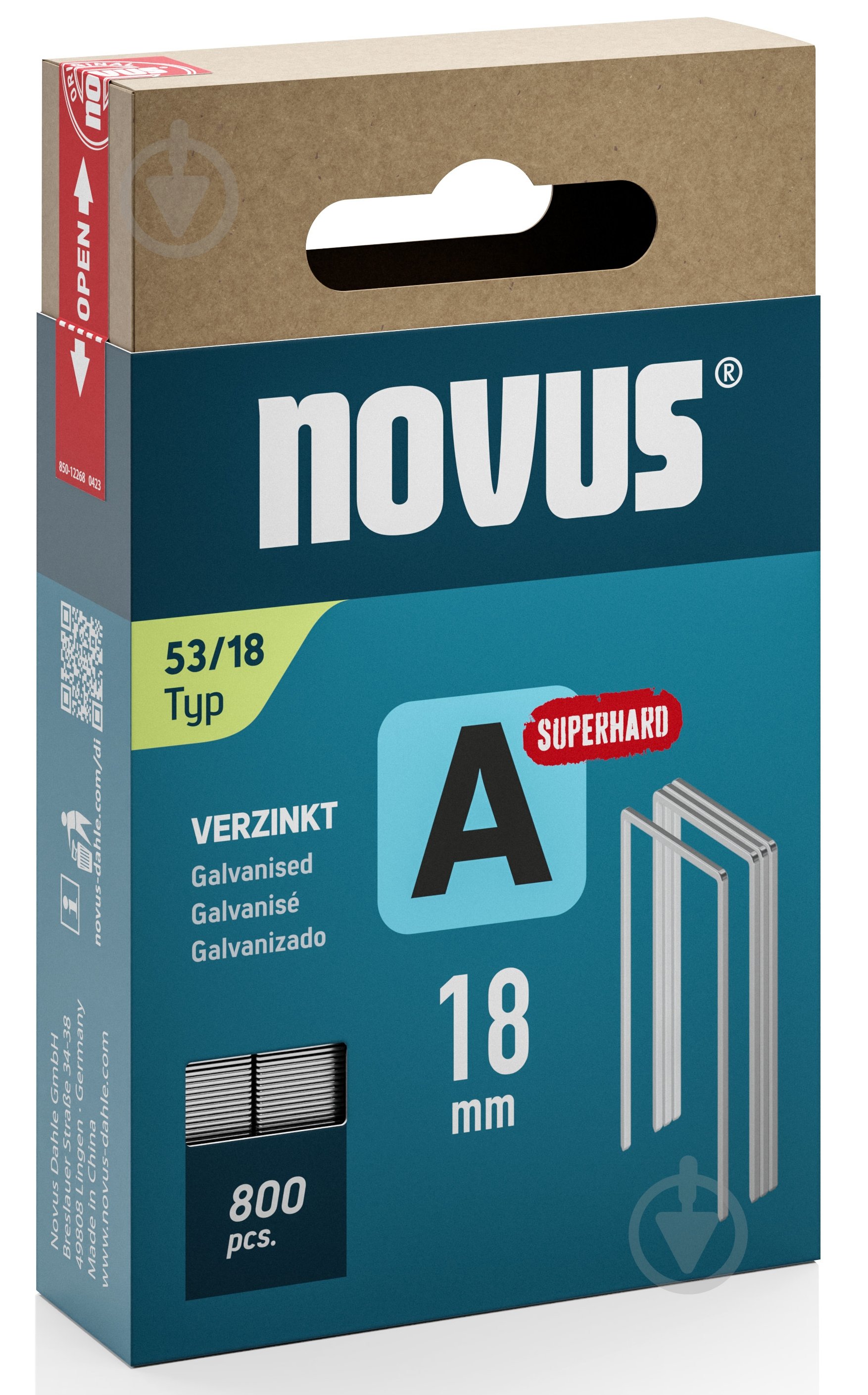 Скоби для ручного степлера Novus NOVUS А53 18 мм тип 53 (А) 800 шт. 042-0782 - фото 1 Скоби для ручного степлера Novus NOVUS А53 18 мм тип 53 (А) 800 шт. 042-0782 - фото 1